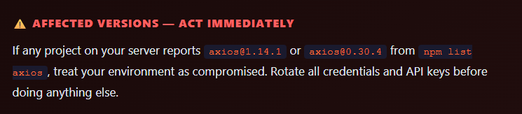 axios npm Supply Chain Attack 1